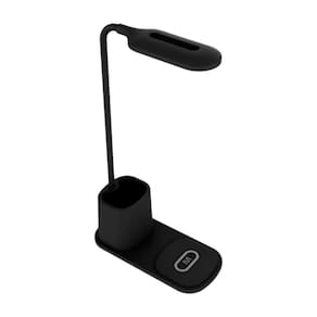 Luminária LED Multilaser - USB-C - Carregador por indução integrado - Porta canetas - Preta - CB171