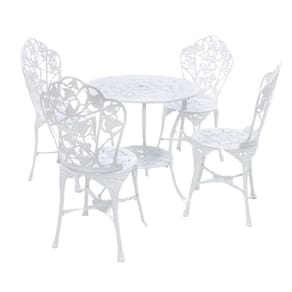 Mesa De Alumínio Fundido Com Cadeiras Sem Braços Para Jardim Branco
