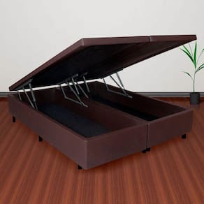 Cama Box Baú King 193x203cm em Courino Marrom