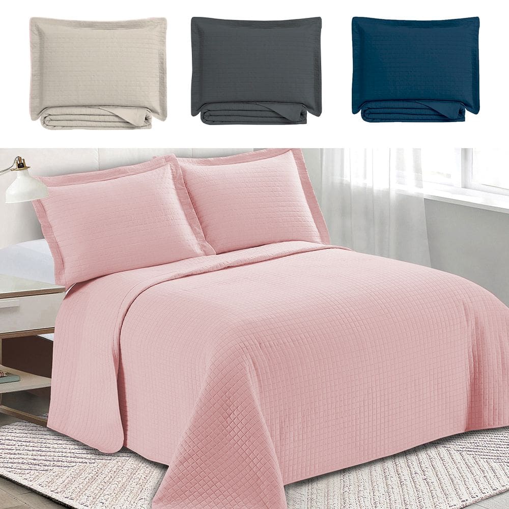 Colcha Cobre Leito King kit 3 peças Dupla Face Microfibra Soft Ultrassônico - Camesa