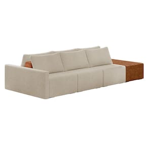 Sofá Ilha 3 Lugares Living 342cm Modulado para Sala Lary Bouclê Bege K01 - D`Rossi