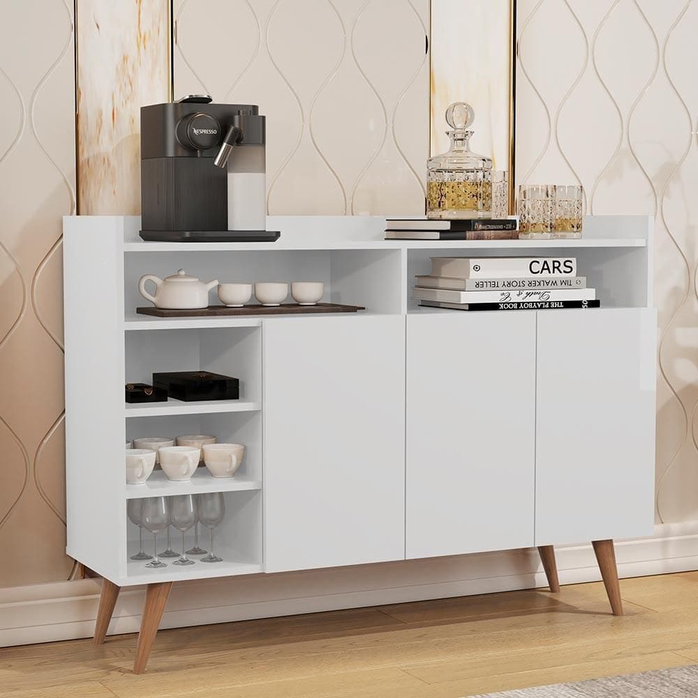 Cantinho Do Café/Aparador/Buffet Celta Retrô 3 Porta - Cores Cor:Branco - Branco