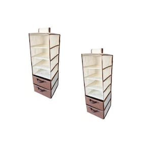 Kit 2 Organizadores Cabideiro Vertical Com Divisórias Closet Guarda-Roupas 2 Gavetas