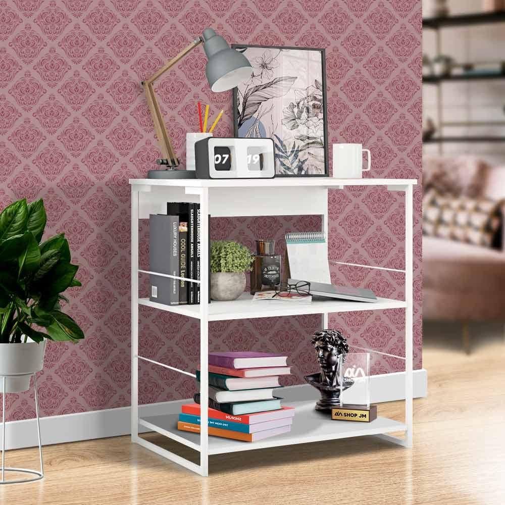 Estante De Ferro Industrial 3 Prateleiras Branco Giba Shop JM - Branco