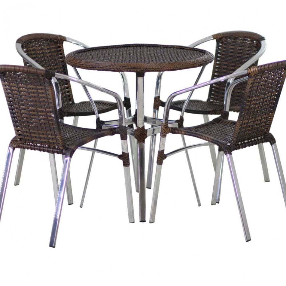 Conjunto Cadeiras Floripa e Mesa com Tampo Tramado Área Externa Piscina Jardim Varanda