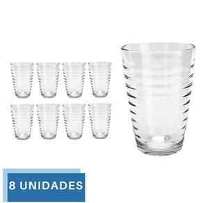 Conjunto de 8 Copos Transparentes de Vidro 200ML Para Suco