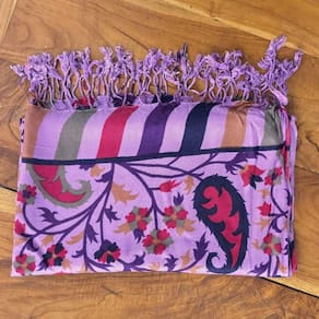 Echarpe Floral 100% Viscose Lilás 70Cmx180Cm