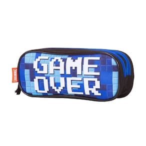Estojo Duplo Escolar Gamer Over Porta Lápis Organizador Azul