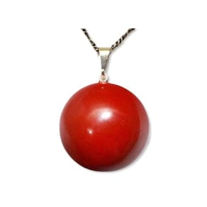 Colar Disco Liso Jaspe Vermelho Pedra Natural Pino Prateado