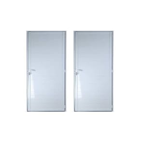 Kit com 2 Portas Lambril de Alumínio 210x70cm com Maçaneta Linha 25 Lado Esquerdo Esquadrias Bergame Branco