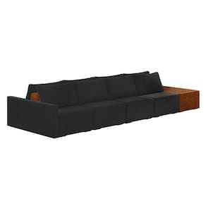 Sofá Ilha 4 Lugares Living 392cm Modulado para Sala Lary Veludo Preto K01 - D`Rossi