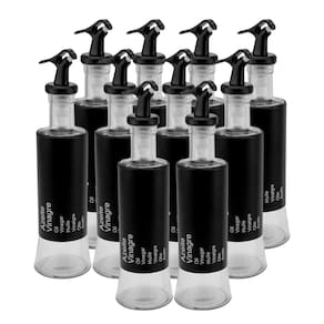 Kit 10 Azeiteiro Vinagreiro Recipiente Em Vidro E Inox Preto