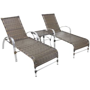 2 Espreguiçadeiras Garden e Mesa em Alumínio para Piscina Trama