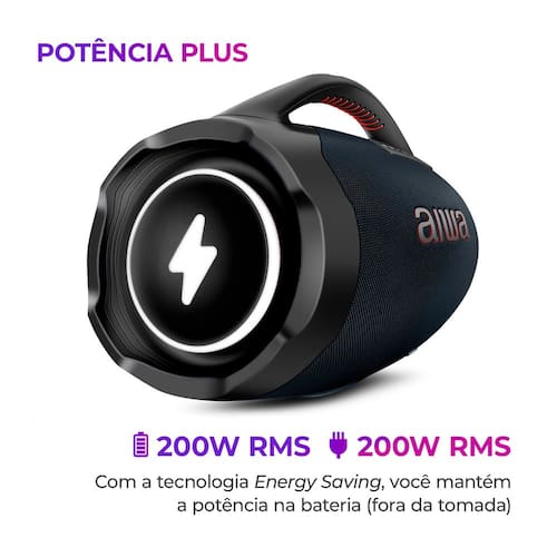 Caixa de Som Boombox Plus AIWA BBS-01-LBL Casas Bahia