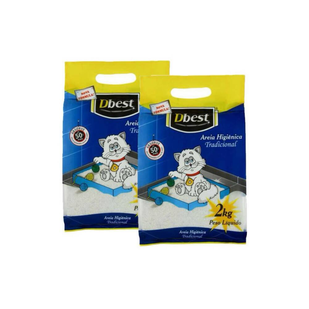 Combo 2 Areia Sanitária Gatos Dbest Tradicional Dolomita 2kg