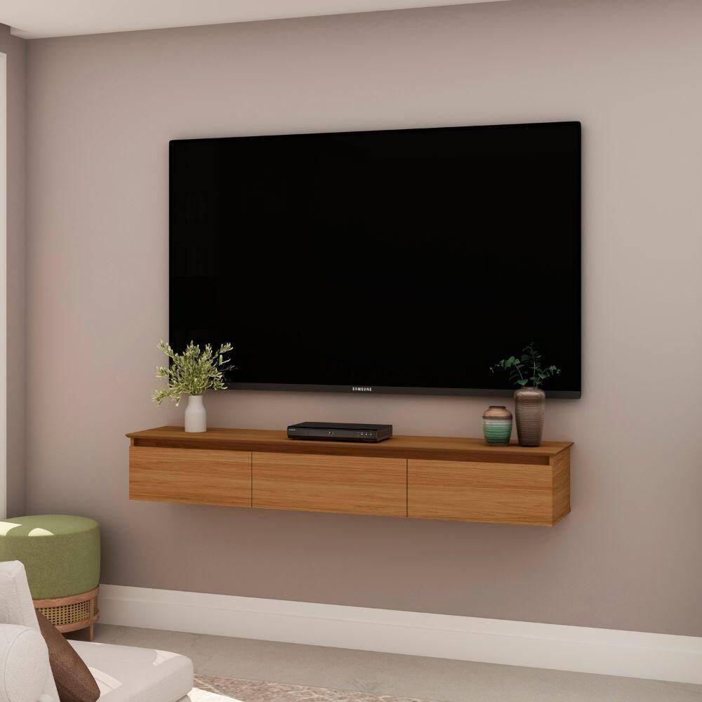 Bancada Suspensa Paris 1,80 Para TV até de 55 polegadas Cor Camaru Shop JM - Marrom