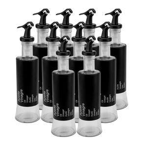 Kit 10 Azeiteiro Vinagreiro Recipiente Em Vidro E Inox Preto
