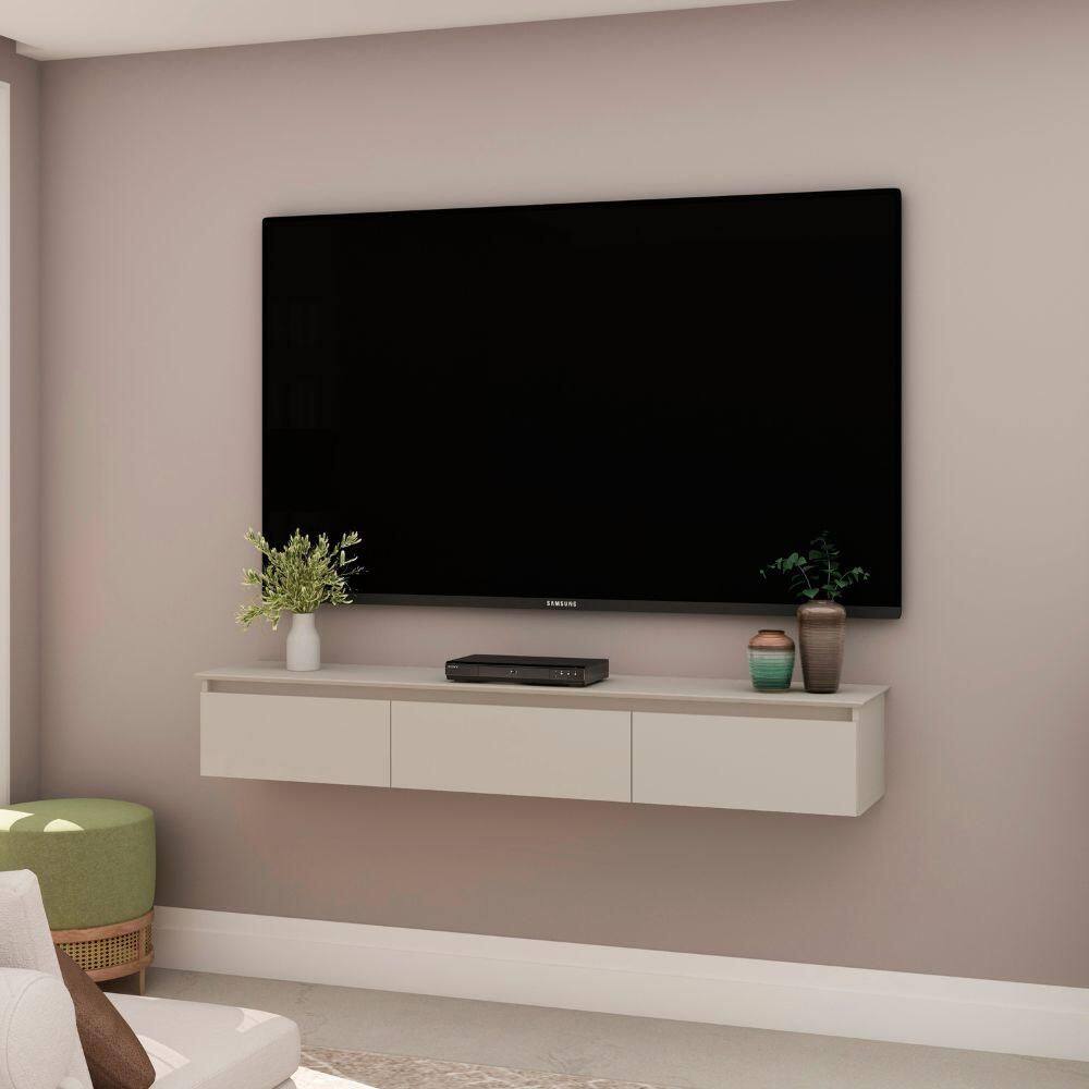 Bancada Suspensa Paris 1,80 Para TV até de 55 polegadas Cor Perola Shop JM - Off White