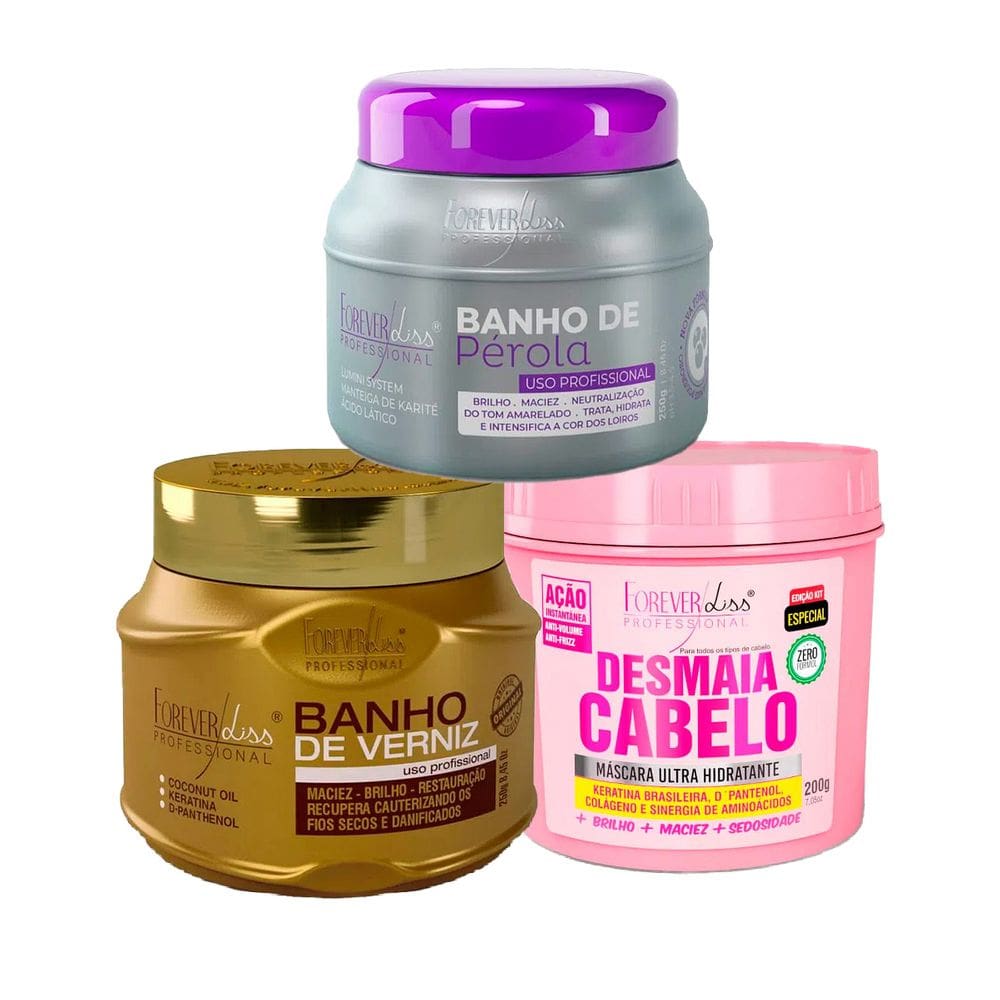 Kit Desmaia Cabelo, Banho De Verniz e Perola Forever Liss