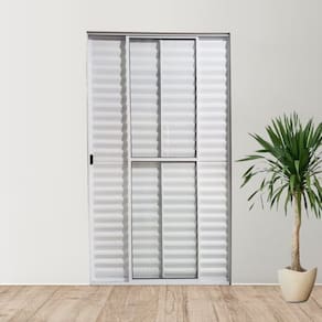 Kit com 2 Portas Balcão de Alumínio 3 Folhas 210 X 120cm Linha Modular Branco