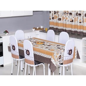 Toalha de Mesa 4 Lugares 1,40 x 1,40 Cozinha Copa Sala de Jantar Oxford Estampa Talher Laranja