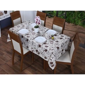 Toalha de Mesa 10 Lugares 3,00 x 1,40 Cozinha Copa Sala de Jantar Oxford Estampa Café Bege e Marrom