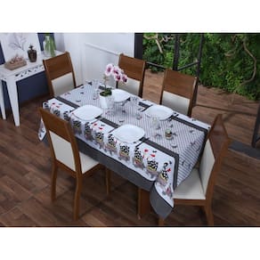 Toalha de Mesa 4 Lugares 1,40 x 1,40 Cozinha Copa Sala de Jantar Oxford Estampa Galinha da Angola
