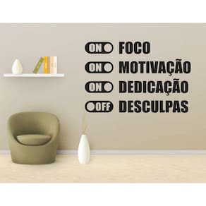 Adesivo de Parede Frases Foco Motivação Dedicação 70x45cm