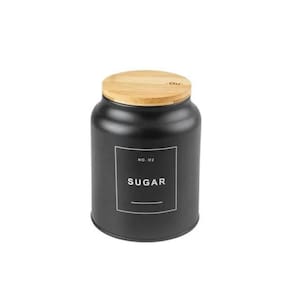 Porta Condimentos Em Metal Com Tampa Em Bambu Sense Sugar 1,1L Ou
