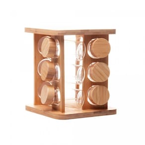 Jogo De Porta Condimentos Com Suporte Giratório Em Vidro Borossilicato Com 12 Potes 120ml Wolff