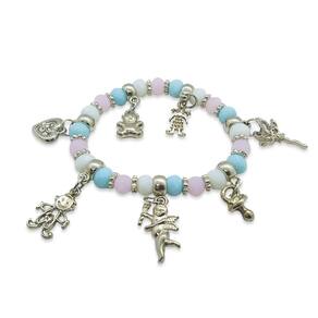 Pulseira Ibeji Erê Orixás Rosa Branco e Azul Bebê Ajustável