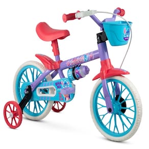 Bicicleta Lilo Stitch Com Cestinha Rodinhas e Garrafinha