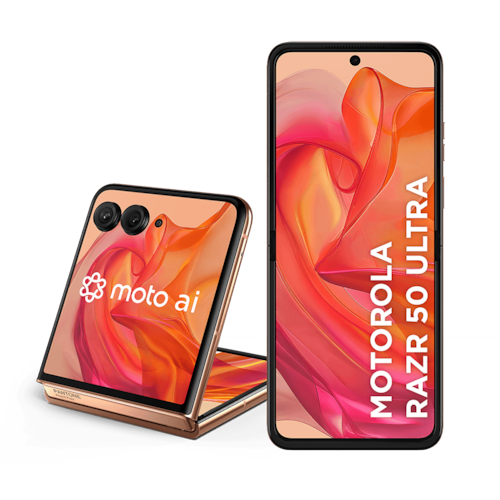 imagem-Smartphone Motorola Razr 50 Ultra - 512GB 24GB (12GB RAM+12GB Ram Boost) Tela dobrável 6,9" pOLED e externa 4” Moto AI camera IPX8 - Peach Fuzz