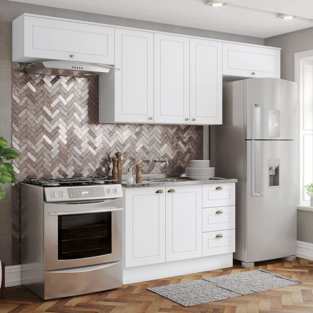 Cozinha Completa 4 Peças 100% Mdf Internacional Branco