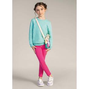 Calça Legging Básica Infantil Menina Em Cotton Brandili Rosa