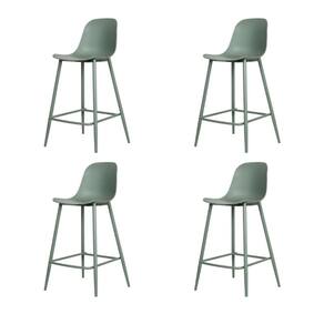Kit 4 Banquetas Altas Miami Abi Fratini 101,50 cm (altura) Polipropileno Verde Aloe Base Aço Pintado