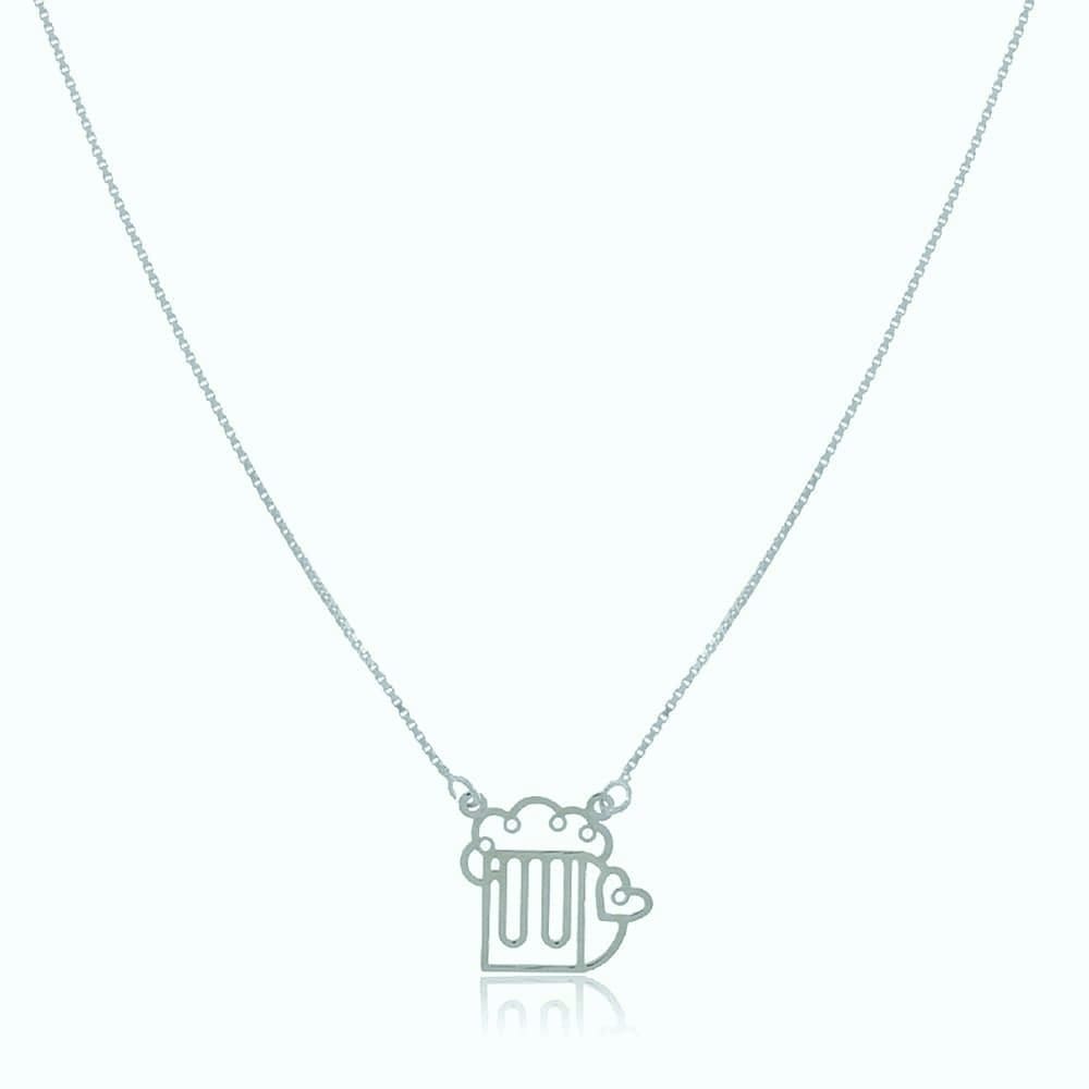 Gargantilha caneca de cerveja prata 925