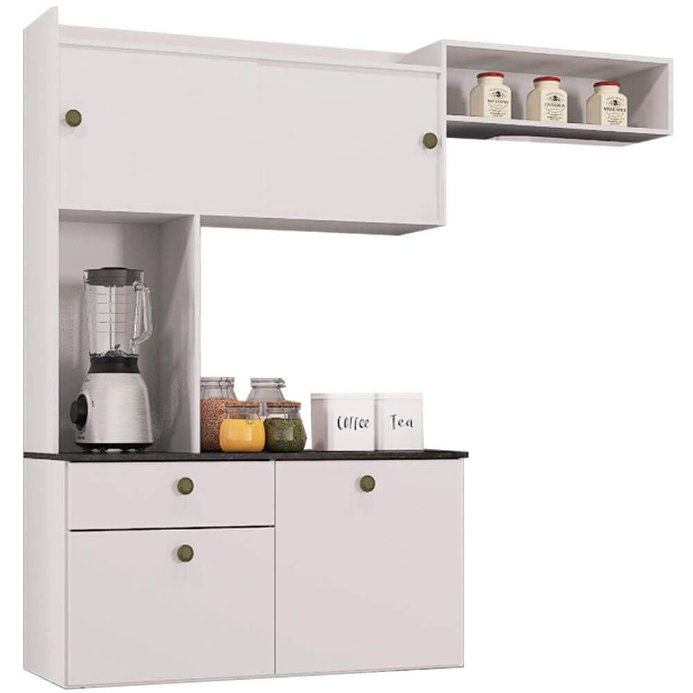 Cozinha Suspensa Lara 4 Portas 1 Gaveta Poquema Cor Branco