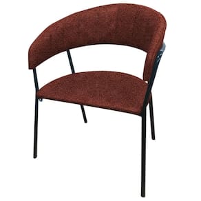 Cadeira com Braços Maraú PSG Móveis Estofada Bouclé Marsala com Base em Aço Preto