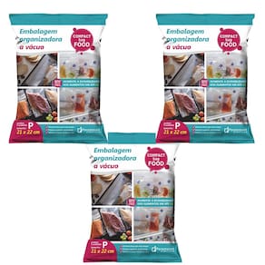 Kit 15 Saco A Vácuo P Organizador Para Alimentos Geladeira Freezer 21x22cm - Paramount