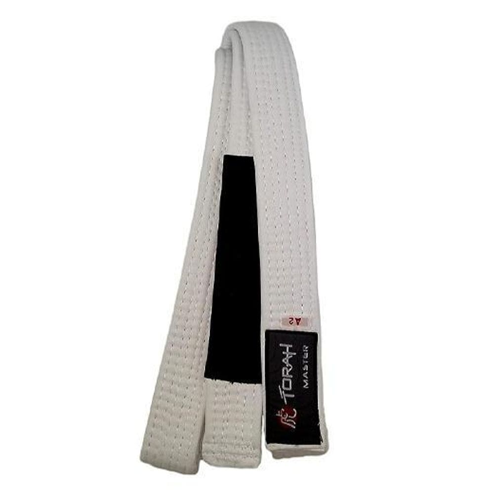 Faixa De Kimono Jiu Jitsu Torah Master Com Ponta Branco/Pret