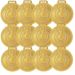 Kit com 24 Medalhas Rema Honra Ao Mérito 60mm Com Fita Cor Ouro