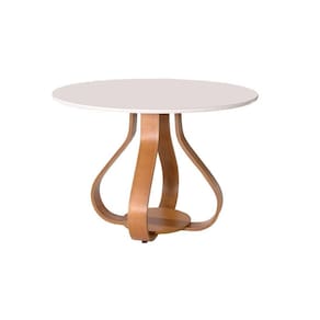 Mesa de Jantar Bella Pé Cebola 110cm Tampo Laqueado com Vidro Off-White/ Mel
