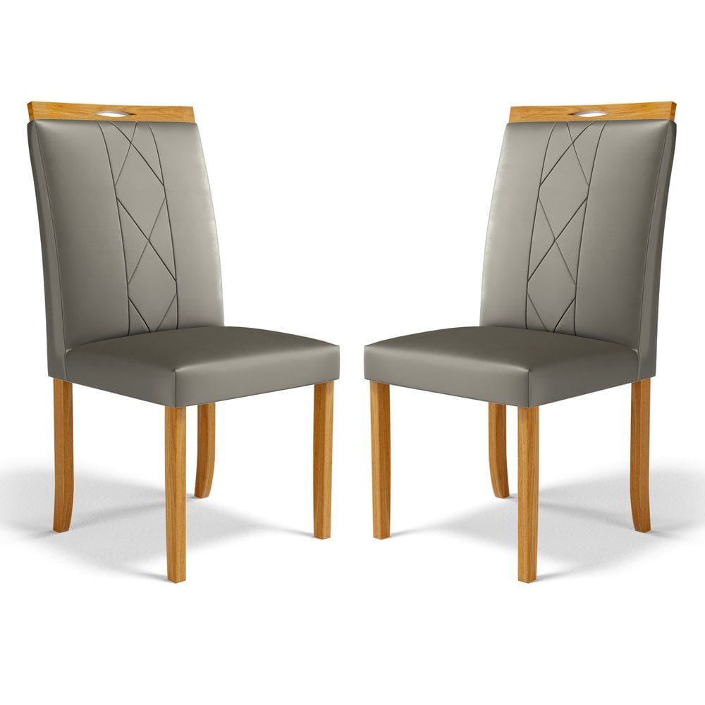 Kit Com 2 Cadeiras Ana Madeira Maciça Estofadas Para Mesa De Jantar