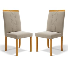 Kit Com 2 Cadeiras Ana Madeira Maciça Estofadas Para Mesa De Jantar