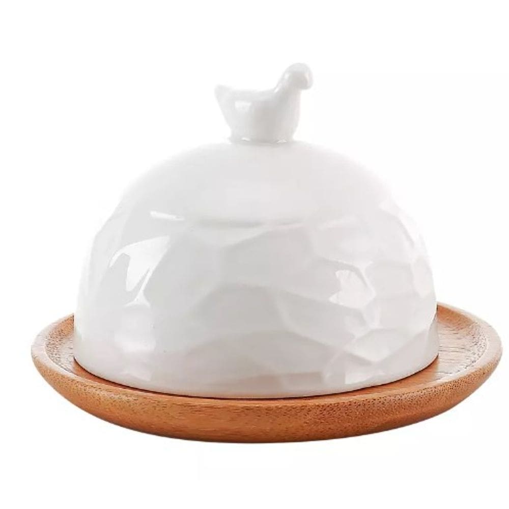 Queijeira Oasis Hauskraft Porcelana e Bambu 10CM - PCLN230