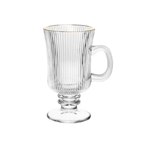Jogo De Canecas Para Cappuccino Em Vidro Lines Com 4 Peças 240ml Wolff