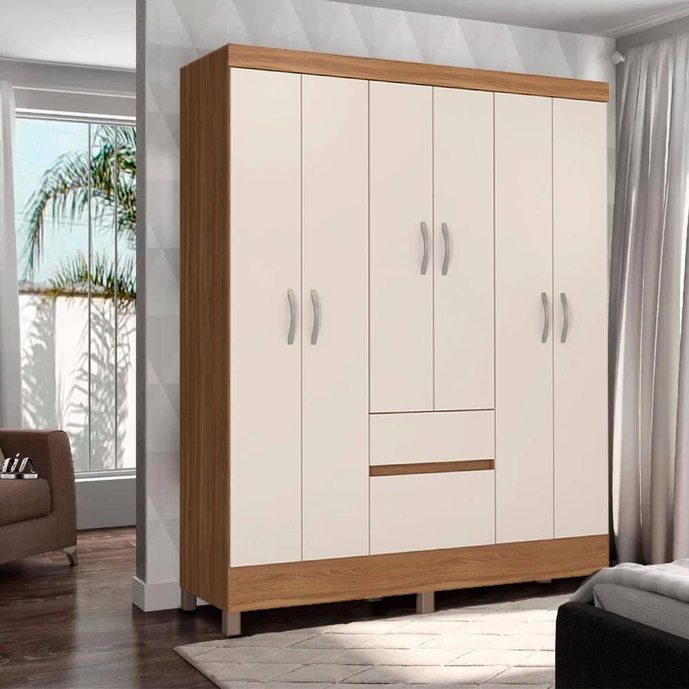 Roupeiro 6 Portas Amendola Touch Off White Klint Shop Jm - Marrom