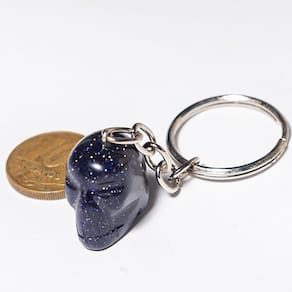 Chaveiro Crânio Pedra Estrela Corrente Prateado Caveirinha