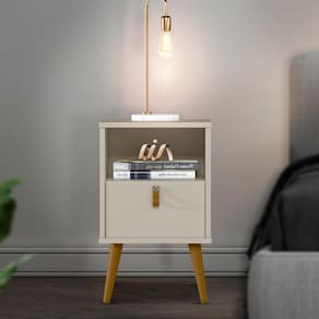 Mesa De Cabeceira Pequena Com Gaveta Off White Conchas Shop JM